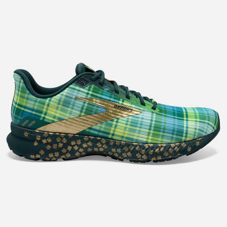 Brooks Launch 8 Womens Light Cushion Road Running Shoes - Fern Green/Metallic Gold/Deep Teal - Phili